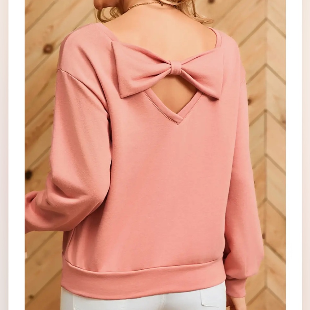 Bow Back Round Neck Sweatshirt